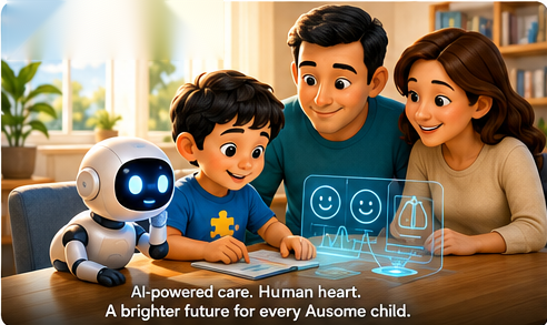 Illustration of a person learning with an AI-powered device